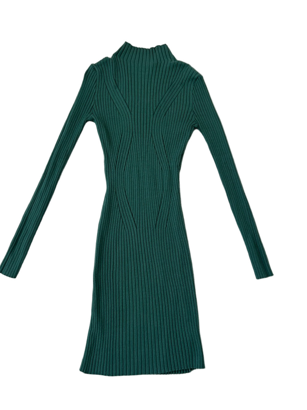 Lulu's Forest Green Ribbed Long Sleeve Sweater Dress